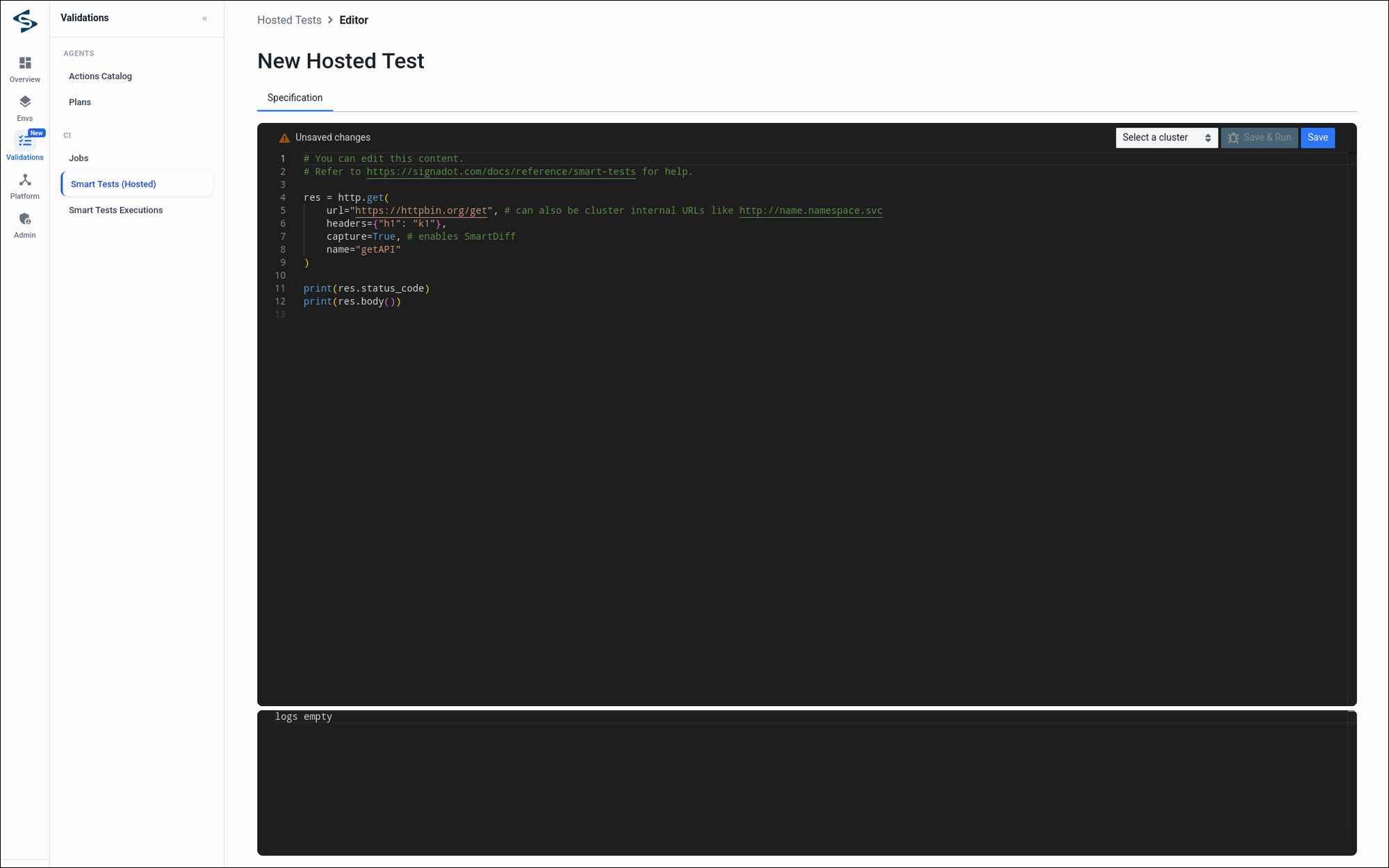 Smart Test Editor